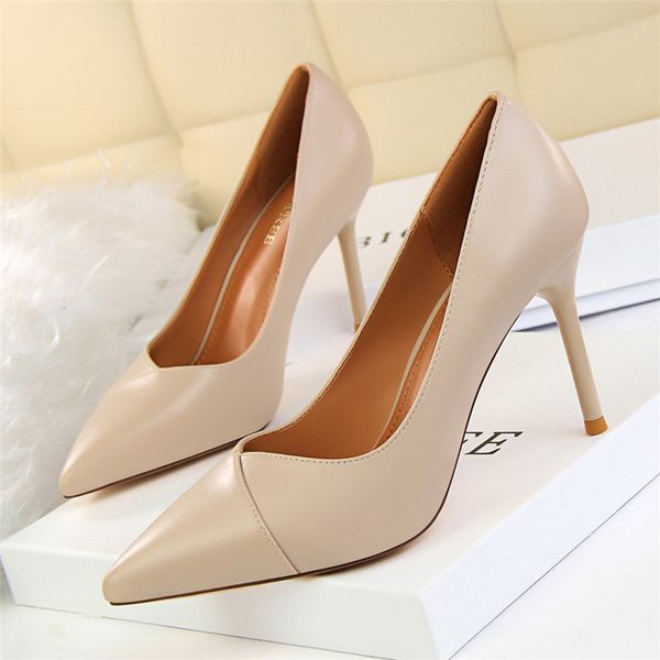

korean patent leather fashion women pumps high heels shallow ladies office shoes pointed toe concise women's red wedding shoes, Black