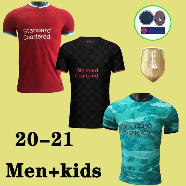 

2020 kop champions lvp soccer jersey mohamed salah blackout firmino seven times 7 football shirt virgil mane men kit, Black