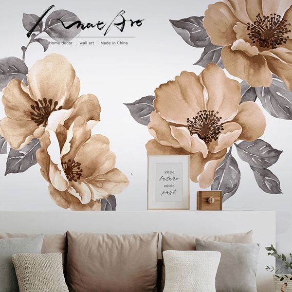 Watercolor Painting Wall Sticker Home Decor Living Room Flower Mural Wall Art Home Decoration Accessories Wallpaper Vinilo Diy T190710 Wall Decor