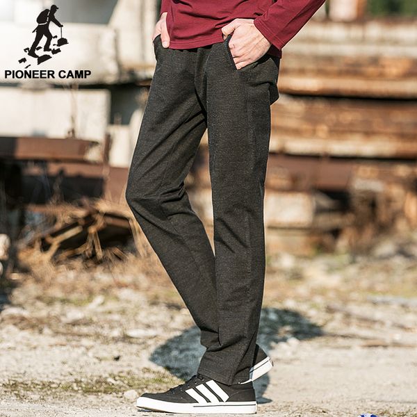 

pioneer camp 2017 autumn mens pants dark gray fitness casual sweatpants elastic long trousers soft comfortable 522174, Black