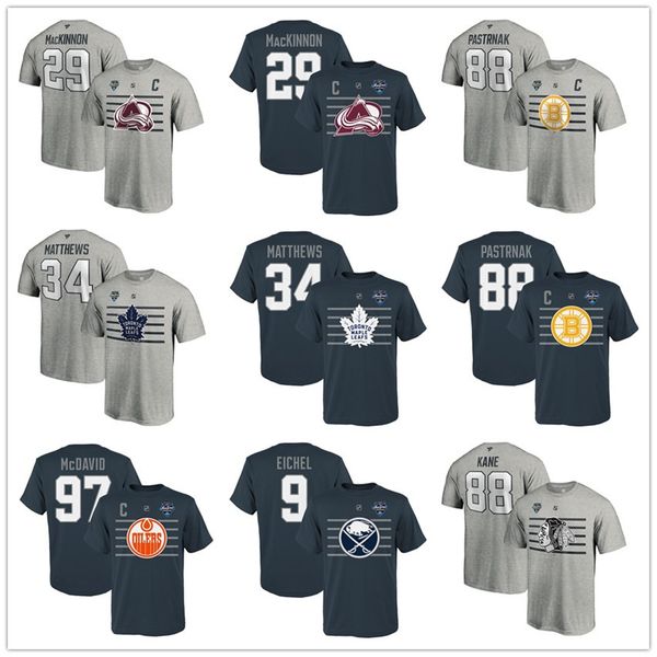 

nathan mackinnon #29 patrick kane #88 pastrnak #34 matthews #97 mcdavid #9 jack eichel 2020 all-star game t-shirt steel fans tees print, Black