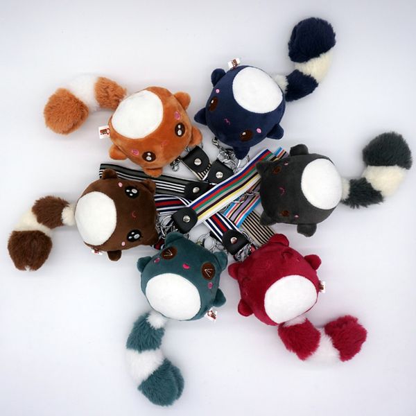 

cute long tail raccoon plush doll pendant key holder keychain bags decoration
