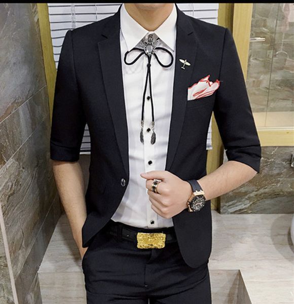 

and fine one button groomsmen notch lapel groom tuxedos men suits wedding/prom man blazer ( jacket+pants+tie) m118, Black;gray
