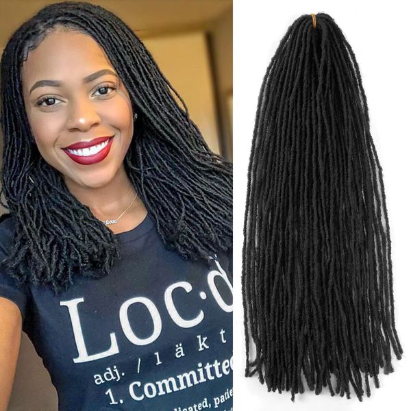 2019 18 Soft Dreadlocks Hair Extensions Synthetic Crochet Braids Brown Ombre Hair Straight Faux Locs Braiding Micro Sister Locs Hair From