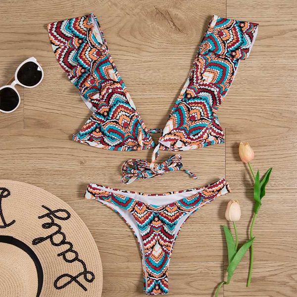 

swimwear women bikini 2020 mujer ruffle swimsuits print bikinis swimming suit for womens beachwear bathing suits biquini