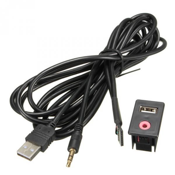

usb aux adapter socket 3.5mm jack car dashboard mounted extension cable