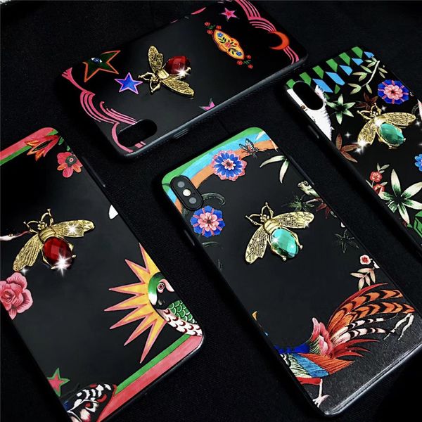 

one piece luxury phone case fashion for iphone 6s 7 8 p x xs colorful diamond bee designer phone back cover for gifts