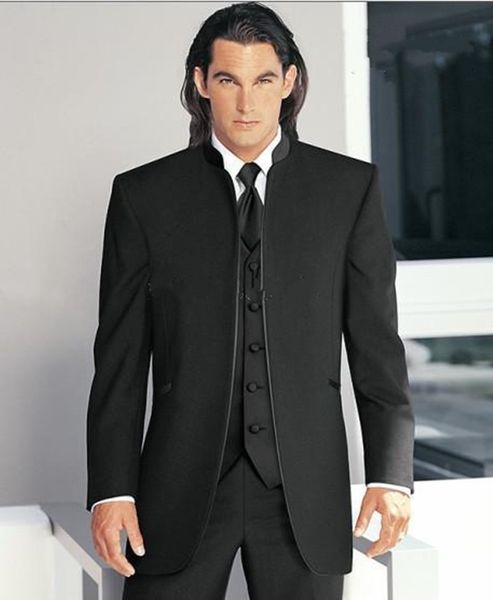 

latest design black groom tuxedos groomsmen man suits mens wedding blazer suits (jacket+pants+vest+tie) 1145, Black;gray