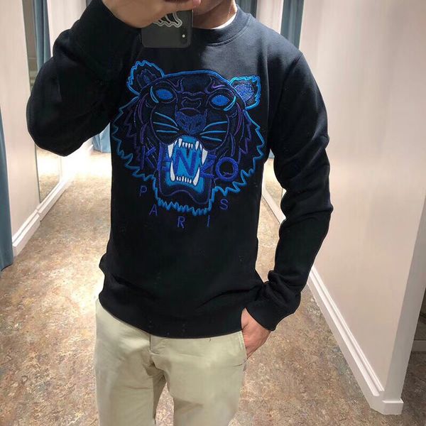 

new arrival mens womens sweaters bule color tiger head embroidery sweatshirts o-neck collar pullover sweatershirts b104502v, Black