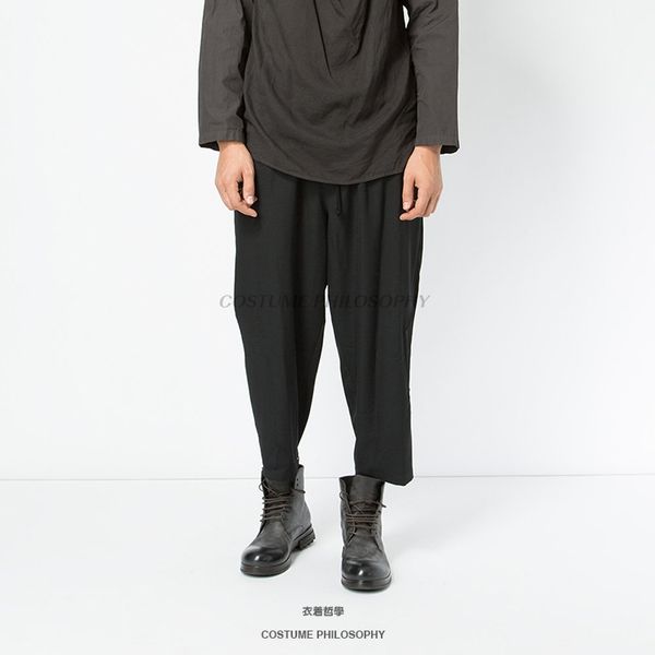 

new 27-44 2018 men's clothing hair stylist fashion handmade personality elastic waist casual harem pants plus size costumes, Black