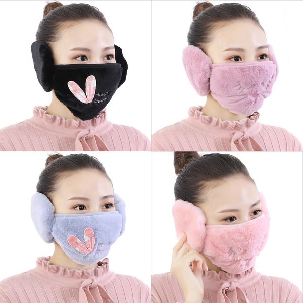 

милые девушки зимние теплые маски уха защиты леди анти-загрязнение рот велоспорт носить наушники ветрозащитная маска женщины анти-пыль 4rww