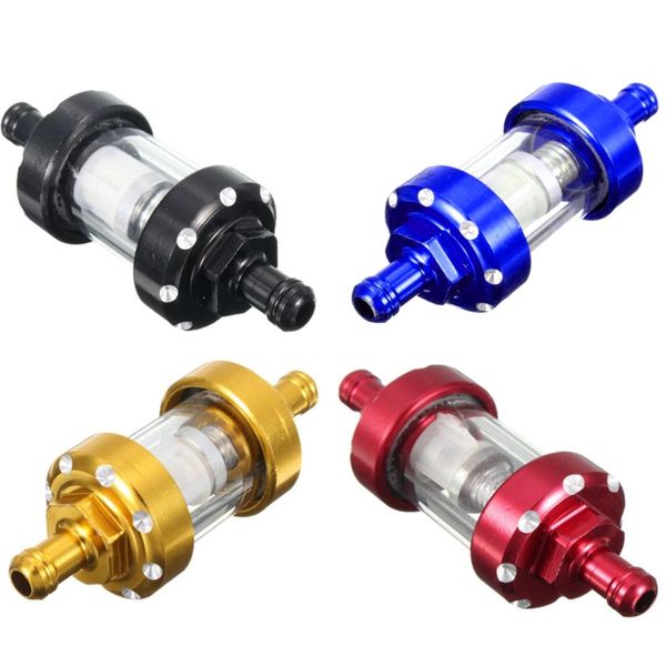 

universal 1/4'' 6mm pit glass motorcycle atv dirt bike oil cleaner inline fuel gas filter new
