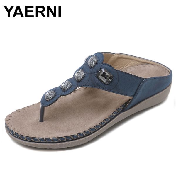 

yaerni women chaussures femme ete 2019 summer plus size 36-42 sandals gladiator ladies leisure wedges drilling beaded shoese693, Black
