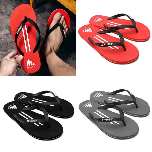 

2020 men casual indoor non-slip comfort flats slide sandals letter beach flat flip flops adults slippers eur38-45, Black