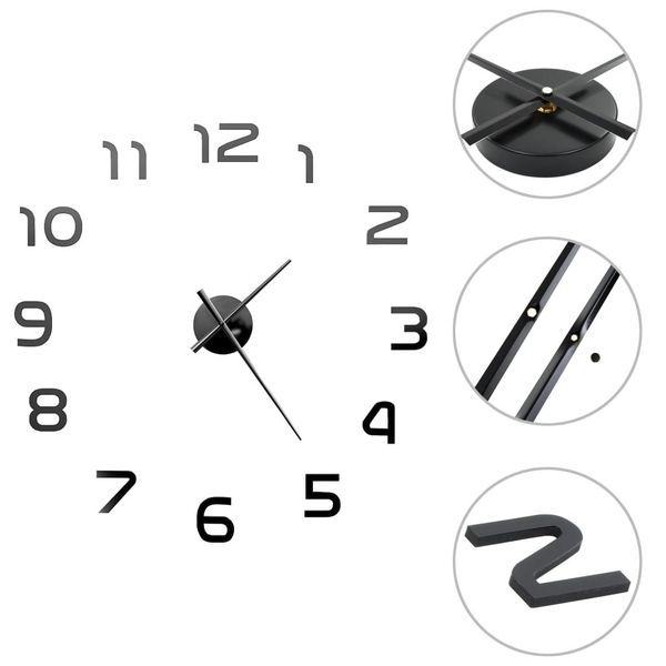 

3d wall clock modern design 100 cm xxl black