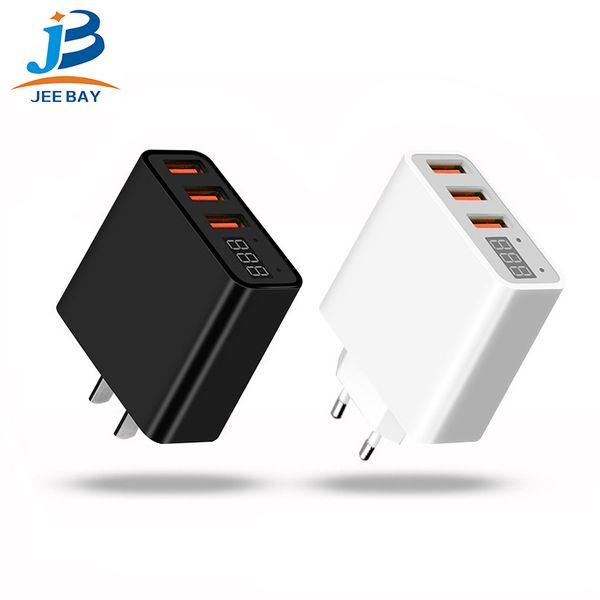

USB charger 5V 3.4A fast USB phone charger 3 port travel wall charge adapter LED display us/eu plug for phone