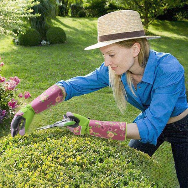 

garden pu leather oxford cloth gloves gardening digging cutting planting durable waterproof work glove outdoor gadgets