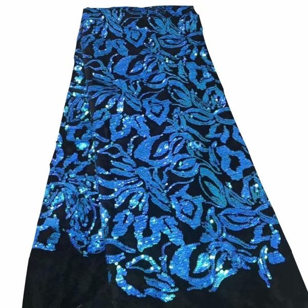 

new royal blue black nigerian velvet lace fabric 2020 african lace fabric with sequins french for dress, Pink;blue