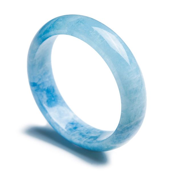 

precious blue natural aquamarine gemstone fashion crystal bangle bracelets for women inner diameter 59mm, Golden;silver