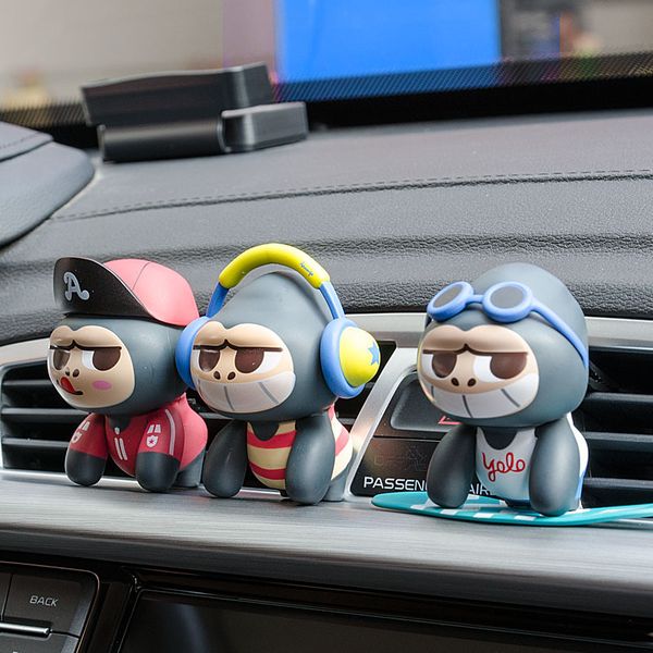 

car ornament cute hip hop monkey perfume clip air freshener auto conditioning vent clip fragrance diffuser odor car styling