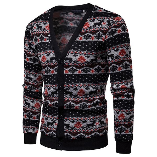 

negizber autumn and winter new men's sweater fashion christmas elk decorative striped sweater loose long-sleeved men, White;black
