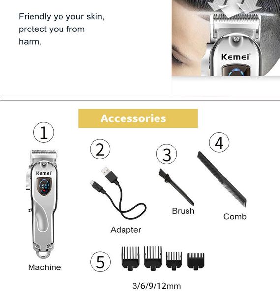 

kemei km-2010 gold silver electric hair clipper brand retro oil head haircut shaver high power barber kit sweet07 tkyyk