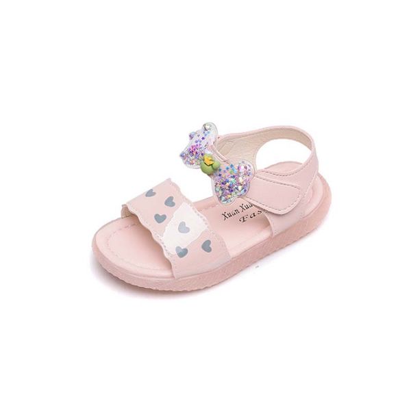 

girls sandals 2020 summer new little girl bowknot princess sandals children open toe soft non-slip shoes, Black;red