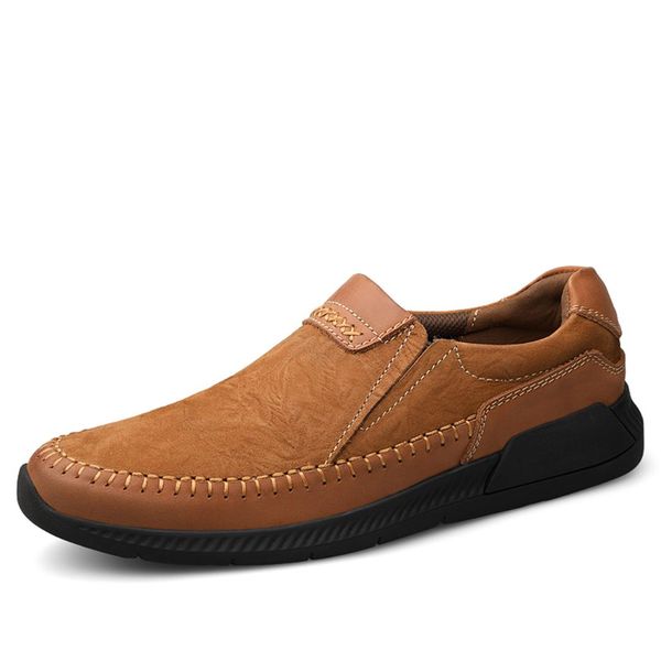 

winter men genuine leather shoes outdoor slip on casual moccasins, Black
