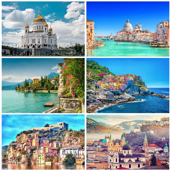 

unframe coloring by numbers scenery diy acrylic paint oil painting by numbers on canvas sea kits home decoration paint by number