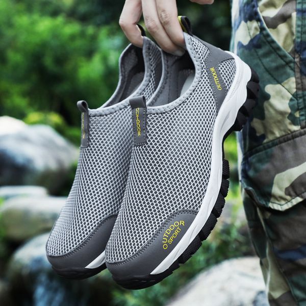 

summer new style mesh shoes large size men punched sheet shoes outdoor anti-slip men's casual hiking mountain climbi