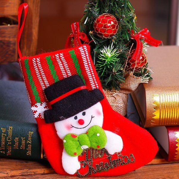

10pcs new year gift christmas stocking mini sock santa claus candy gift bag xmas tree hanging decor christmas stockings navidad