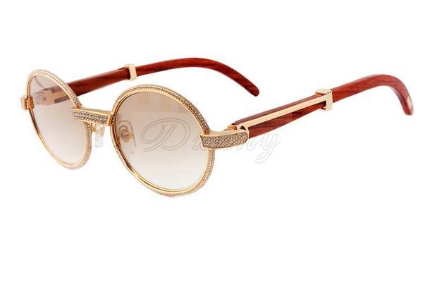 

2020 new natural wood full frame diamond glasses 7550178 sunglasses the entire frame is wrapped in diamonds size: 55-22-135mm, White;black