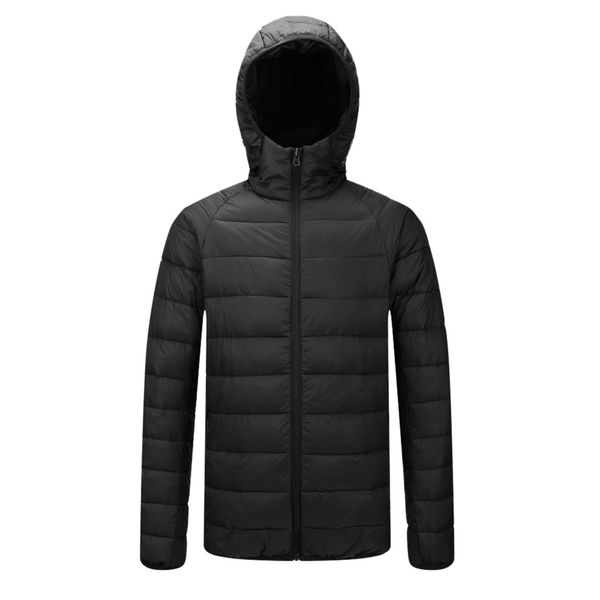 

men's overcoat men casual autumn winter style light weight feather down cotton coat hooded coat mens blouse jackets fashion, Black