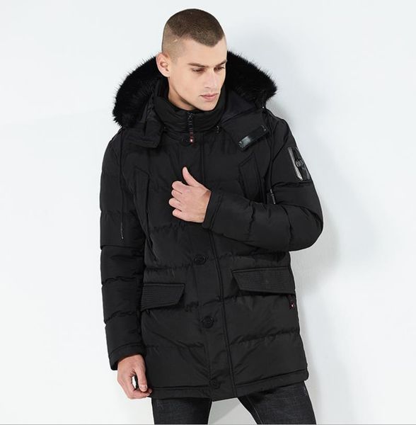 

мужские длинных пальто дизайнер пуховики зима осень черный с капюшоном с искусственным мехом теплых пальто толстых вниз, Black