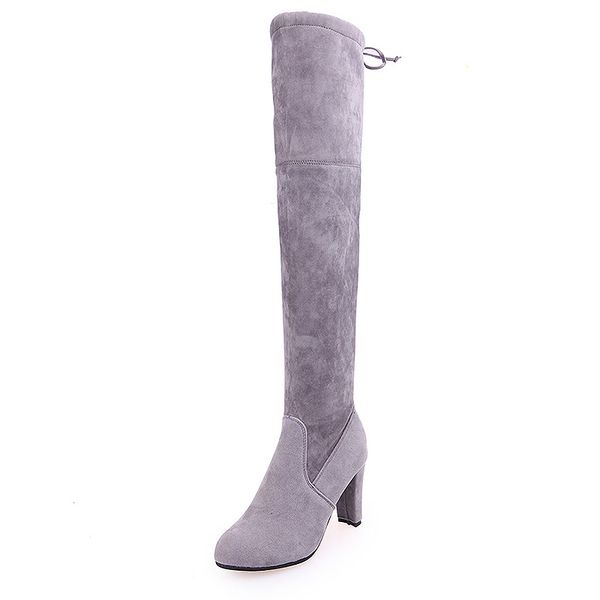 

brand new winter women thigh high glamour boots gray yellow blue lady embroider over the knee slouch casual boots plus big size, Black