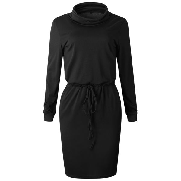 

новое модное осеннее и зимнее модное платье с длинными рукавами и карманами 100213, Black;gray