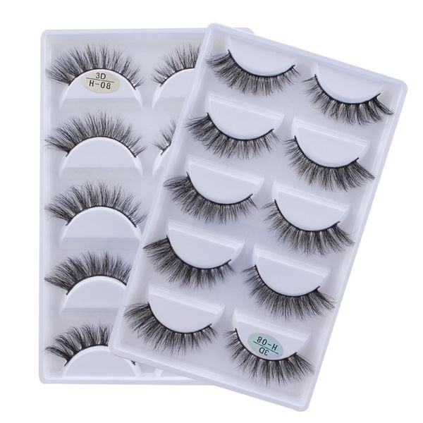 

5 pairs 100% real fake mink eyelashes 3d natural false eyelashes 3d mink lashes soft eyelash extension makeup kit cilios h08