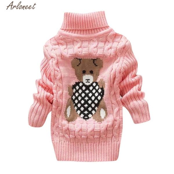 

arloneet clothes baby girls knit warm pullovers sweater 2020 children long sleeves autumn winter bear print sweater, Blue