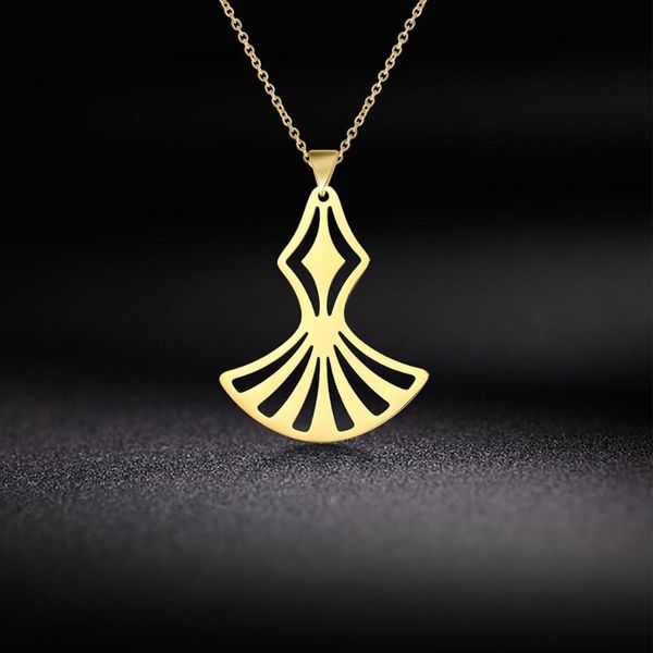 

chains lemegeton stainless steel gothic geometric dress necklace for women girls golden pendant necklaces lover gift, Silver