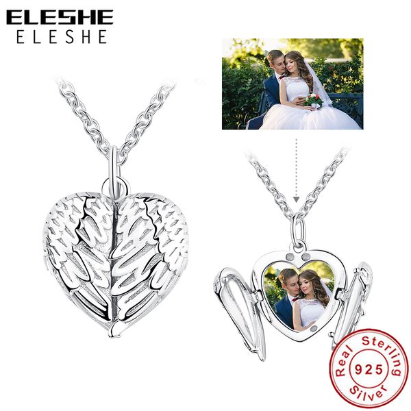

eleshe 925 sterling silver heart of wing pendant necklaces for women personalized custom p wedding necklace chain jewelry