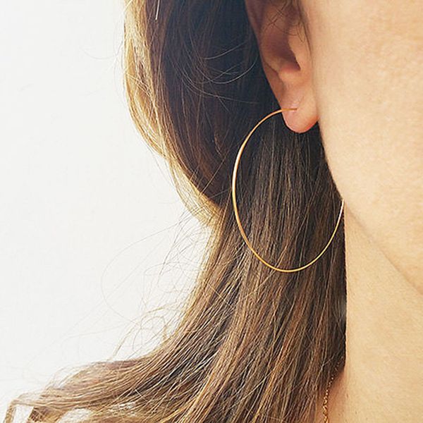 

domino handmade thin hoops extra large hoop earrings wire earrings minimalist lightweight, Golden;silver