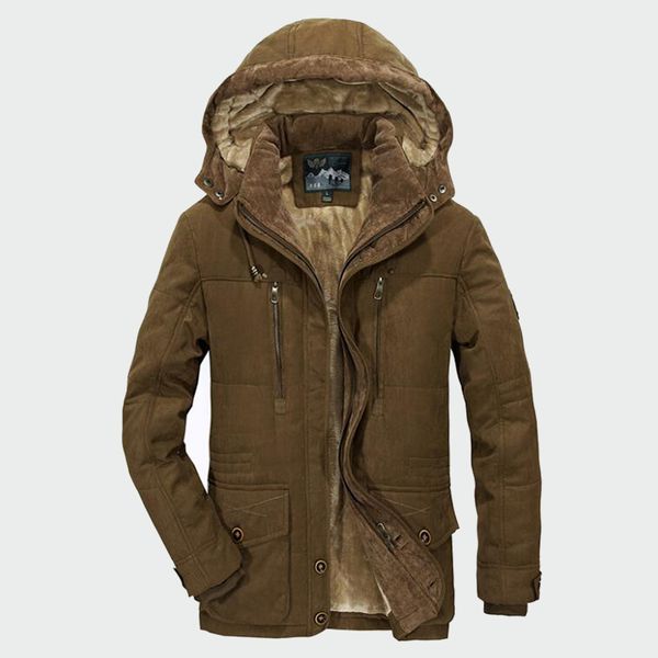 

2019 men outerwear windproof casual coat with hooded mens parkas men winter coats fleece warm thick jackets plus size 5xl 6xl, Tan;black