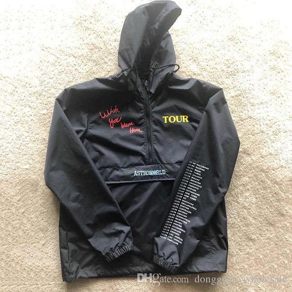 

вышивка трэвис скотт astroworld куртки женщина мужчины 1a: 1 трэвис скотт astroworld куртка 2019 новой непромокаемые пальто ветровки, Black;brown