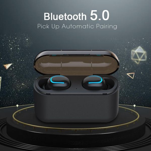 

wholesale tws wireless bluetooth earphones 5.0 stereo earbud headset wireless headphone with charging box 1500 mah power bank