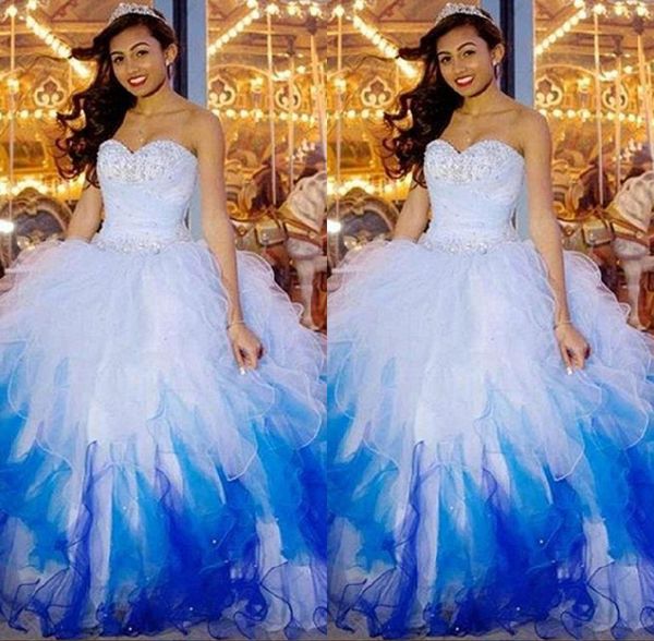 

Multi Color Blue Quinceanera Dresses 2019 Beaded Lace-Up Evening Dress Ball Gown Evening Gowns Sweet 16 Dress vestidos de quinceañera