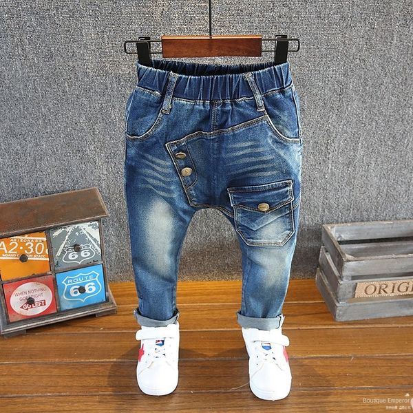 

wear boy's autumn small and medium-sized children's feet children's all-match casual pants jeans and jeans casual pants fashi, Blue