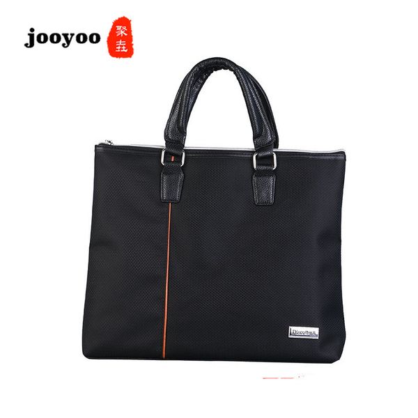 

new men's canvas portable briefcase meeting information zipper business office waterproof large capacity bags jooyoo