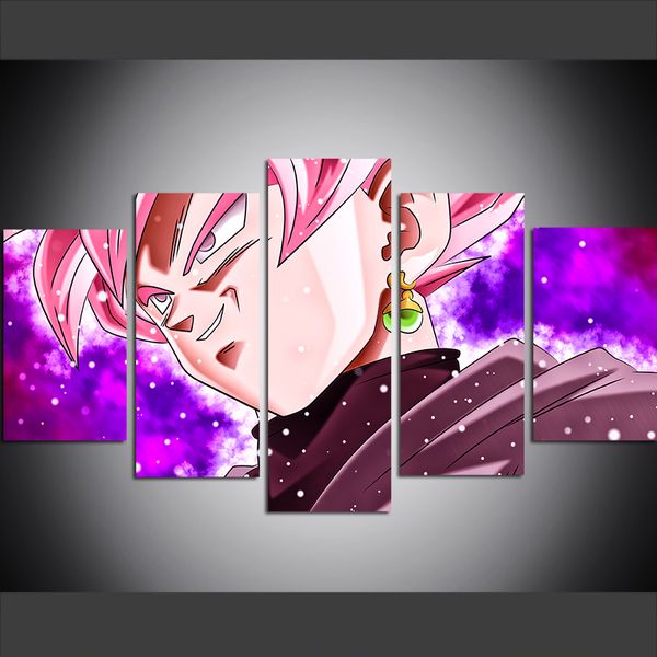 

5 piece large size canvas wall art pictures creative anime dragon ball goku super saiyan art print oil painting for living room