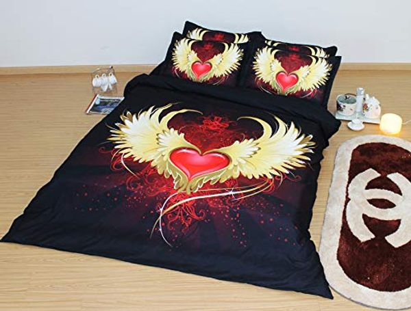 Angel Wings Duvet Cover Set Love Heart Quilt Comforter Cover