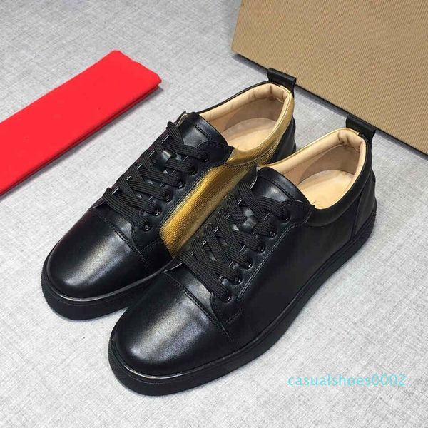 

new designer sneakers red bottom shoe low cut suede spike luxury shoes for men women shoes party wedding crystal leather sneakers c02, Black